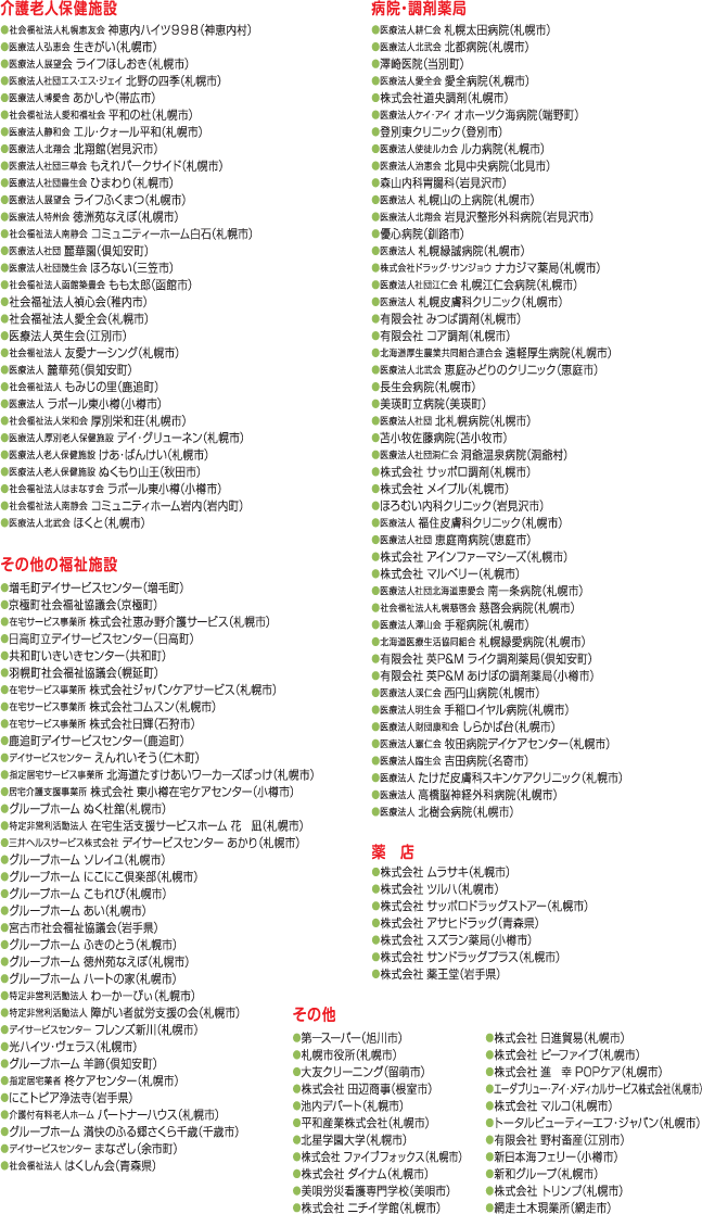 札幌福祉専門学校　就職一覧